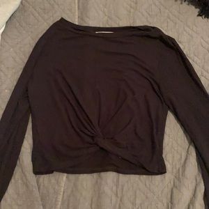 Black long sleeve shirt with tie in front